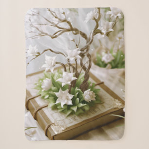 Flowering Tree Growing From a Book Sherpa Blanket