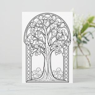 Flowering Tree Stained Glass   Color Your Own
