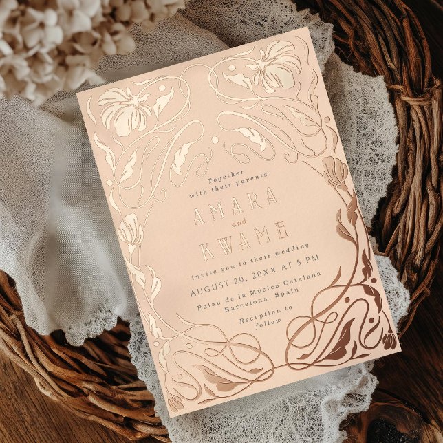 Flowering Vines Botanical Art Nouveau Peach Rose (Creator Uploaded)