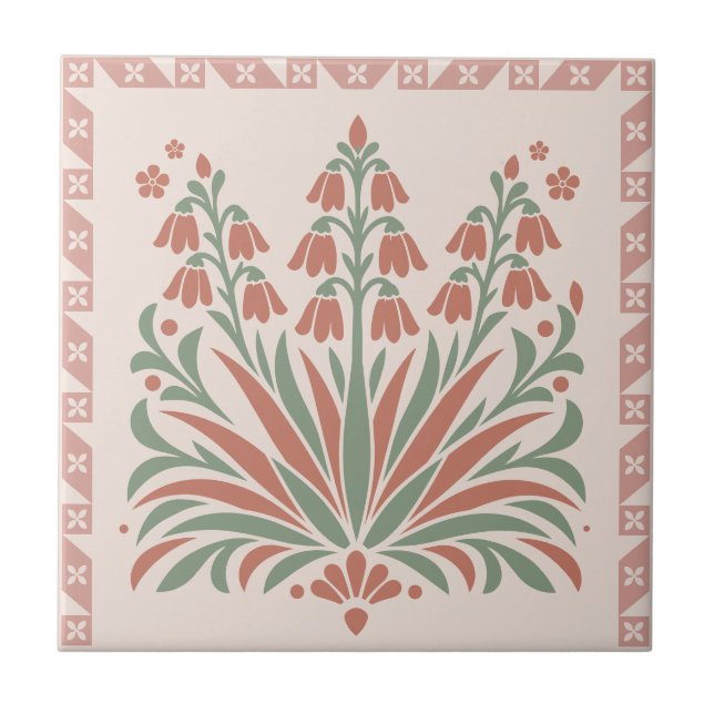 Flowering Yucca - Southwest Folk Pattern Tile (Front)