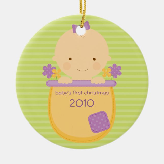 Flowerpot Baby's First Christmas Ornament (Front)