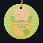 Flowerpot Baby's First Christmas Ornament<br><div class="desc">This super cute keepsake ornament is totally customisable by you. Change the template text or order as shown. If you need help or have something else in mind,  just click on the contact link to send the designer a personal detailed message.</div>