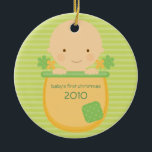 Flowerpot Baby's First Christmas Ornament<br><div class="desc">This super cute keepsake ornament is totally customisable by you. Change the template text or order as shown. If you need help or have something else in mind,  just click on the contact link to send the designer a personal detailed message.</div>