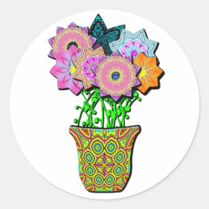flowerpot classic round sticker