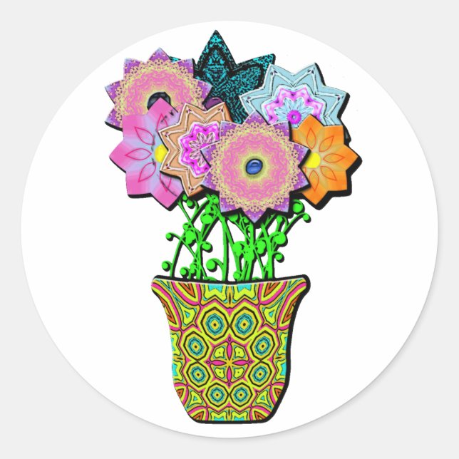 flowerpot classic round sticker (Front)