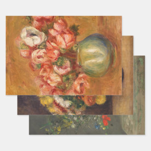 Flowers (1) Decoupage Trio Set by Auguste Renoir Wrapping Paper Sheet