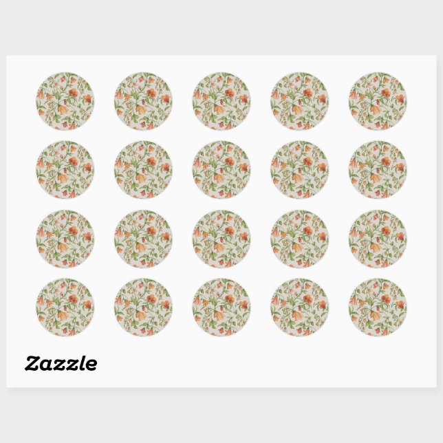 Flowers 2 classic round sticker (Sheet)
