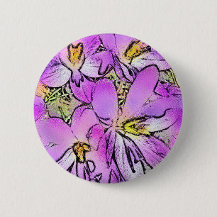 FLOWERS 6 CM ROUND BADGE