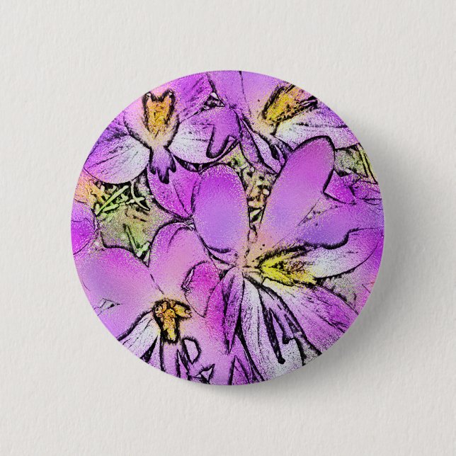 FLOWERS 6 CM ROUND BADGE (Front)