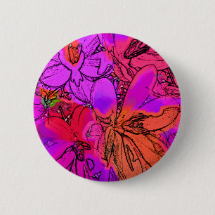 FLOWERS 6 CM ROUND BADGE