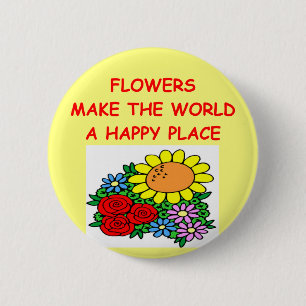 flowers 6 cm round badge