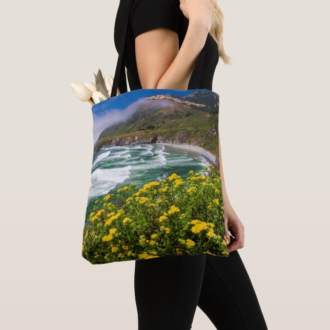 Flowers Above Sand Dollar Beach Tote Bag (Close Up)