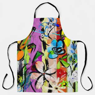 Flowers Abstract, Geometric Lines Composition. Apron