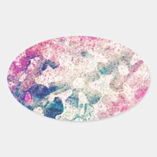 Flowers Abstract Oval Sticker