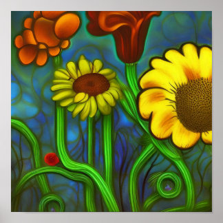 Flowers abstract poster