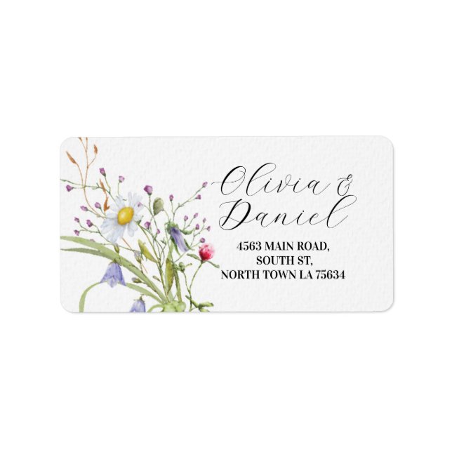 Flowers Address Labels Wildflowers Spring Wedding (Front)