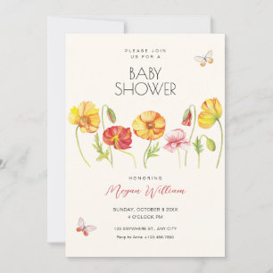 Flowers aesthetic baby shower invitation