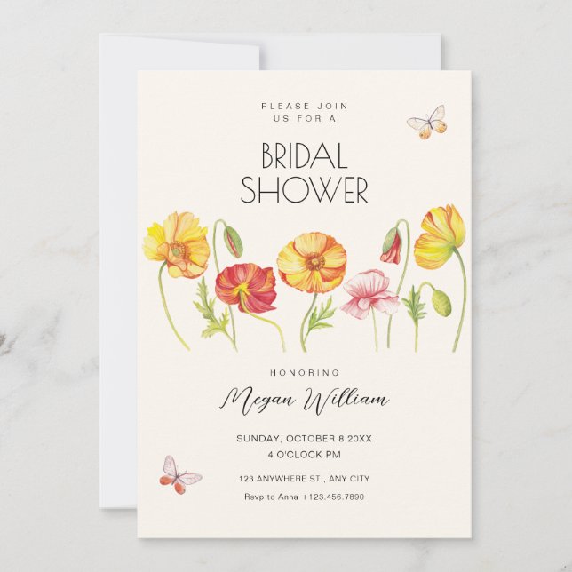Flowers aesthetic bridal shower invitation (Front)