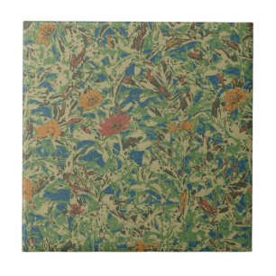 Flowers against leaf camouflage pattern tile