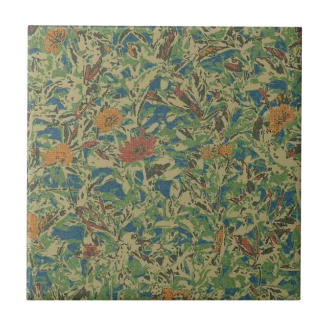 Flowers against leaf camouflage pattern tile (Front)