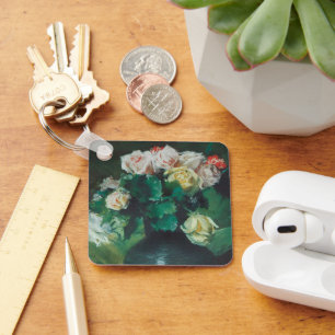 Flowers (aka Roses) by William Merritt Chase Key Ring
