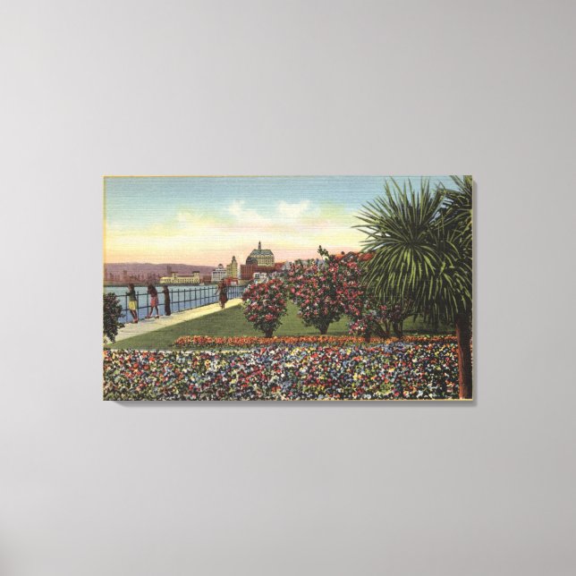 Flowers along East Ocean Avenue Canvas Print (Front)