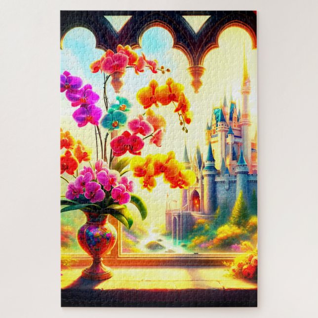 Flowers and a Castle Jigsaw Puzzle (Vertical)