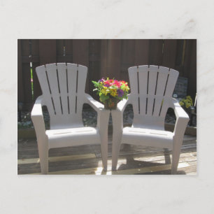 Flowers and Adirondack Chairs Postcard