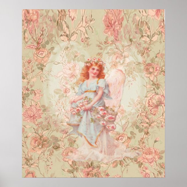 Flowers and Angel Vintage Collage Poster (Front)
