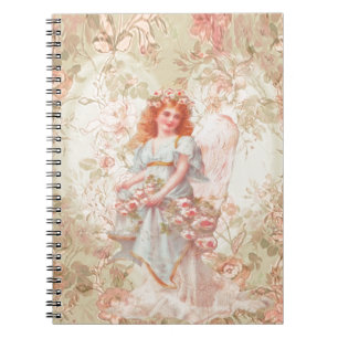 Flowers and Angel Vintage Collage Spiral Notebook