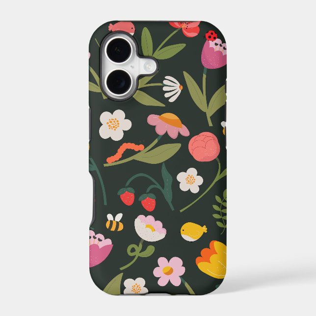 Flowers and animals. iPhone case design (Back)