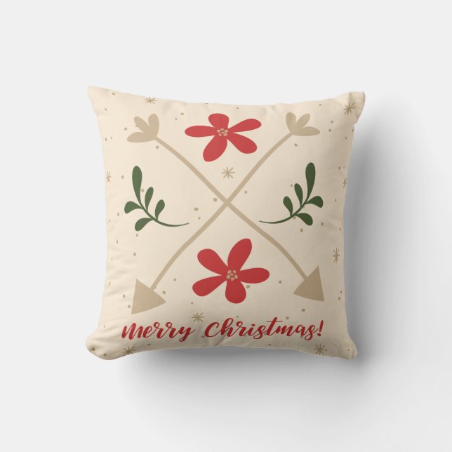 Flowers and Arrows Christmas/Holiday Cushion (Front)