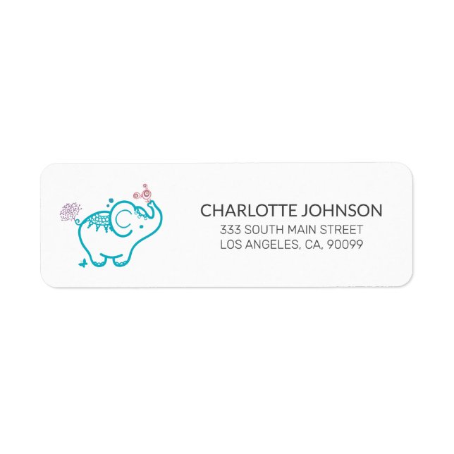 Flowers And Baby Elephant Label (Front)