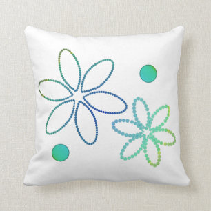 Flowers and beads in yellow, green and blue cushion