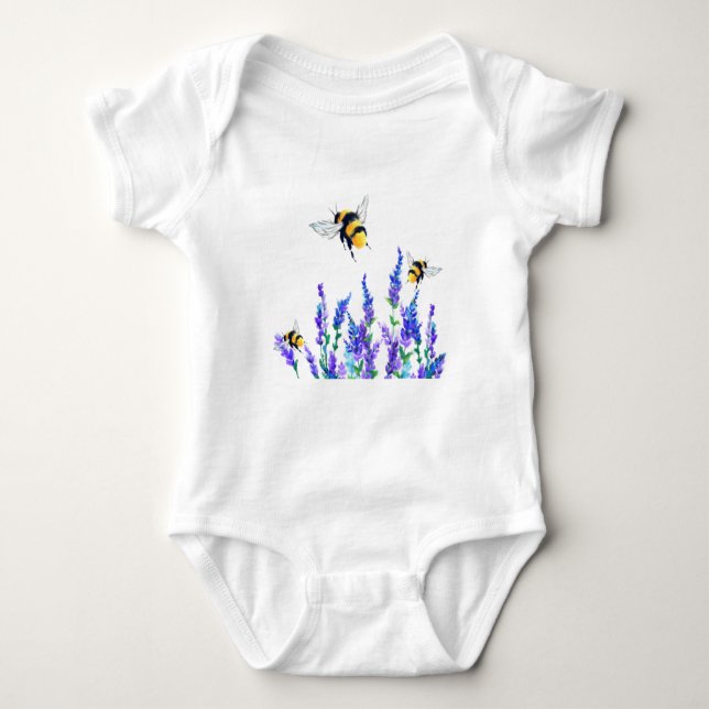 Flowers and Bees Baby Bodysuit (Front)