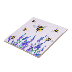 Flowers and Bees Ceramic Tile