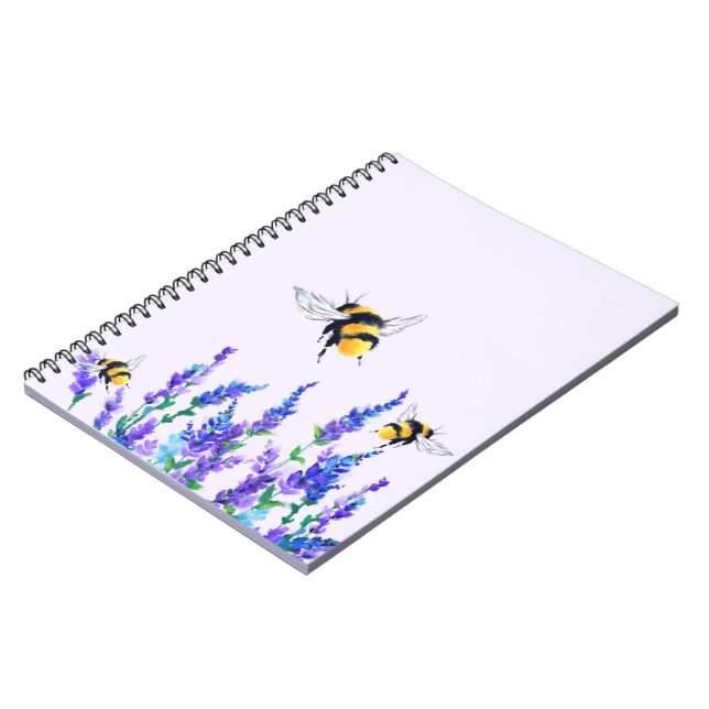 Flowers and Bees Flying Notebook Spring Joy (Left Side)