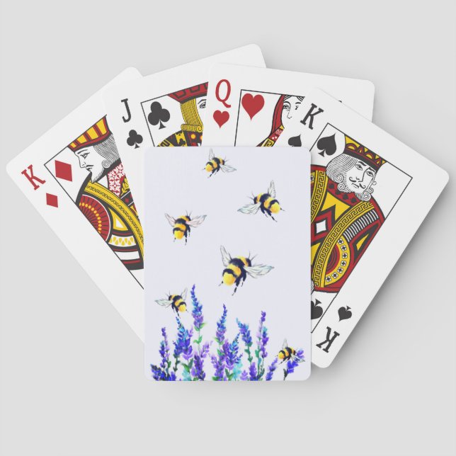 Flowers and Bees Flying Playing Cards (Back)