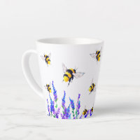 Flowers and Bees Latte Mug Spring Joy