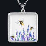 Flowers and Bees Necklace<br><div class="desc">Necklaces with Beautiful Spring Flowers and Bees Flying Drawing Nature Sweet Honey Bee Necklace - or Choose / Add Your Favourite Text / Colour - Make Your Unique Gift - Resize and move or remove and add elements with Customisation tool ! - Drawing and Design by MIGNED. You can also...</div>