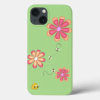 Flowers and Bees on Lime 