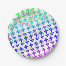 Flowers and Bikes Theme Paper Plate