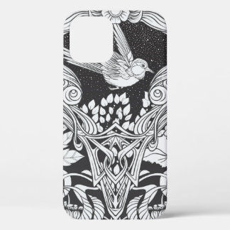 Flowers and bird in art nouveau style seamless pat iPhone 12 case