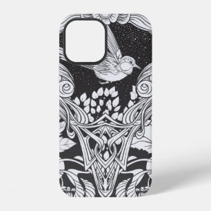 Flowers and bird in art nouveau style seamless pat iPhone 12 case