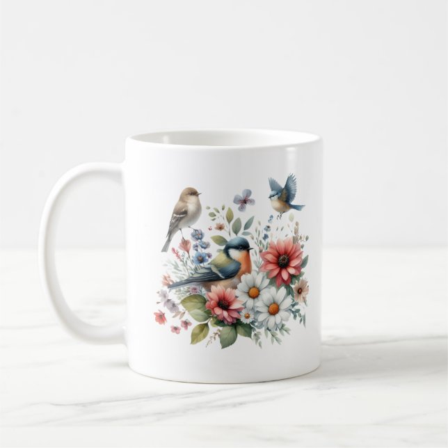 Flowers And Birds  Coffee Mug (Left)