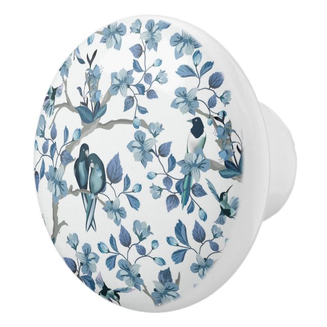 Flowers and Birds Floral Ceramic Knob (Right)