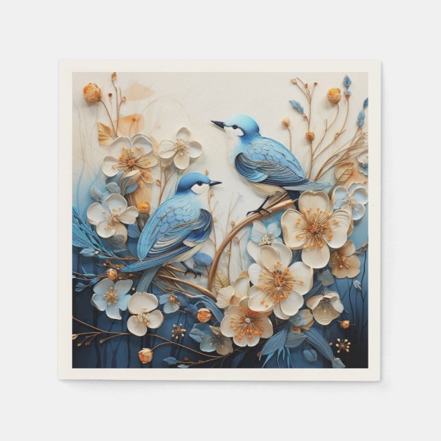 Flowers and Birds Napkin (Front)