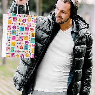 Flowers and Birds Nature Pattern Medium Gift Bag