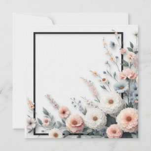 Flowers and black border invitation