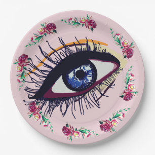 Flowers and blue Eye Art Custom Paper Plates